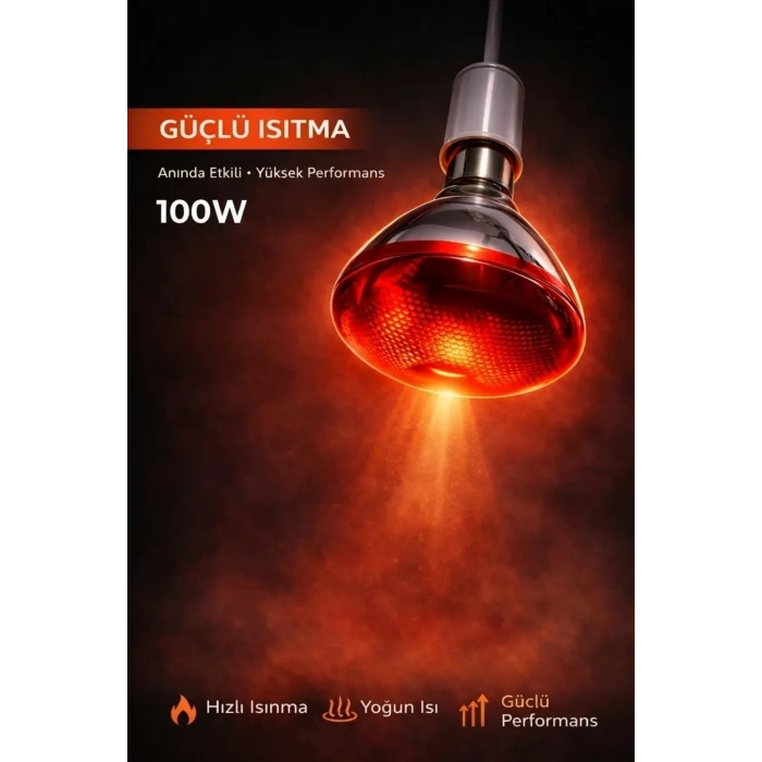 100W Isıtıcı Ampul Kırmızı Isı Lambası Civciv Kümes Kuluçka E27 Duy Isıtma Ampulü