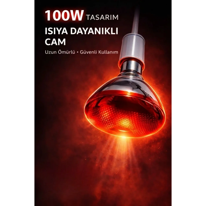 100W Isıtıcı Ampul Kırmızı Isı Lambası Civciv Kümes Kuluçka E27 Duy Isıtma Ampulü