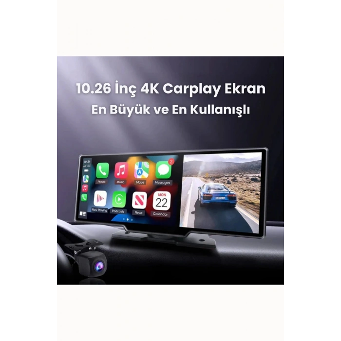 10.2 Ekranlı CarPlay ve Android Auto Uyumlu Universal Araç İçi Multimedya Monitörü
