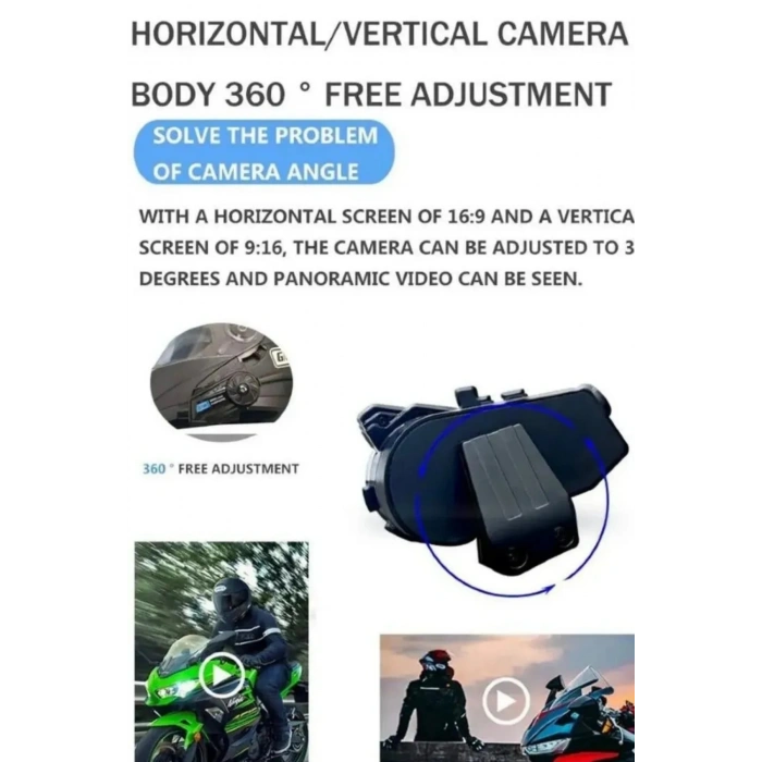 1080P Video Kayıt Özellikli, Su Geçirmez ve Bluetooth 5.4 Motorcu Interkom Kulaklığı