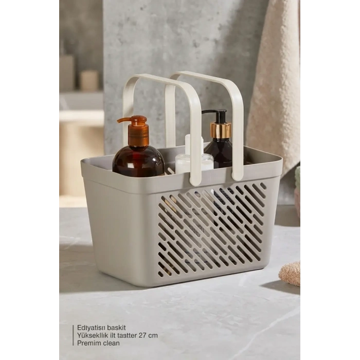 12li Gri Çok Amaçlı Kulplu Sepet Mutfak Banyo Organizer Ekonomik Set