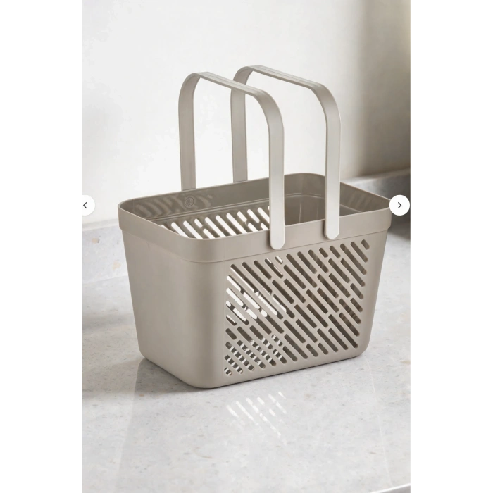 12li Gri Çok Amaçlı Kulplu Sepet Mutfak Banyo Organizer Ekonomik Set