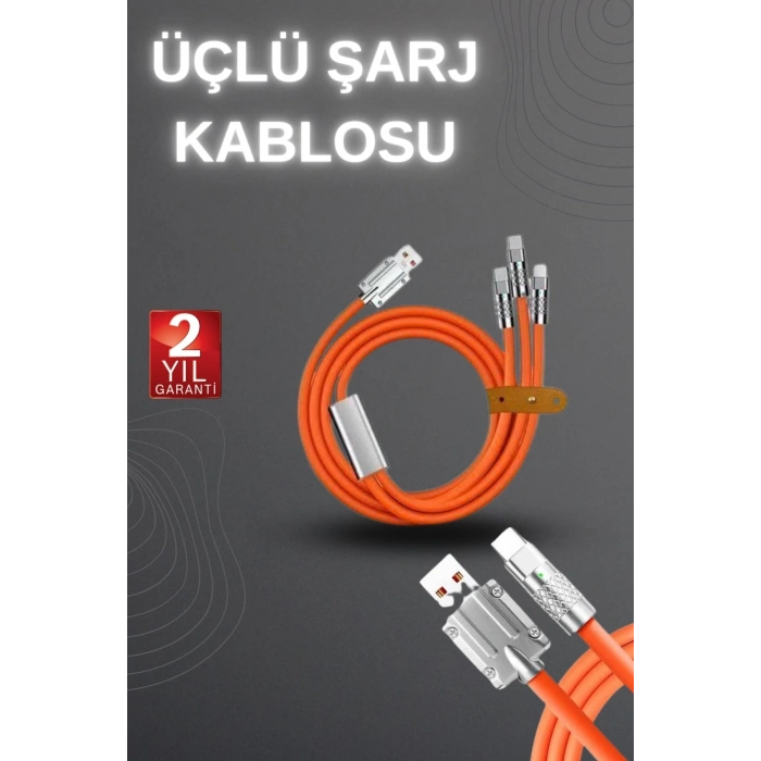 120W Hızlı Şarj Kablosu Turuncu Yüksek Güç Kapasitesi Çoklu Şarj Girişi