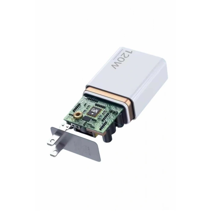 120W Şarj Aleti Hızlı Çift Turbo Şarj Aleti Seti Beyaz