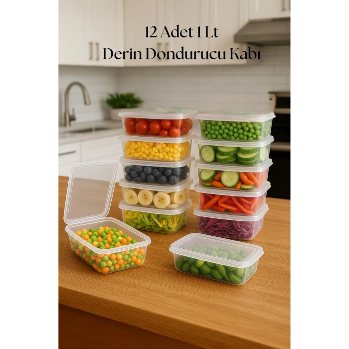 12’li Derin Dondurucu Saklama Kabı & Organizeri 1 lt 12,5x19,5x5,5 cm