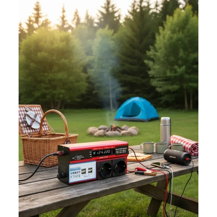 12v 2000w Modifiye Sinüs İnverter Araç Ve Güneş Enerjisi Uyumlu, Çift Usb, Çift Priz Ve Çakmaklık Eco Lounge