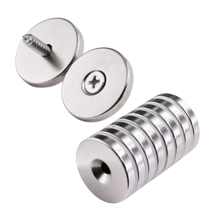 2 Adet 25x10/5x5,5 mm Neodyum Mıknatıs Havşa Delikli Magnet Vida Atılabilir N35 Nikel Paslanmaz