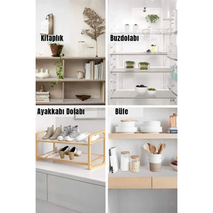 ( 2 ADET ) Çok Amaçlı Pratik Kaydırmaz 45 Cm X 3 Metre Raf Örtüsü (Mutfak-Dolap içi-Buzdolabı )