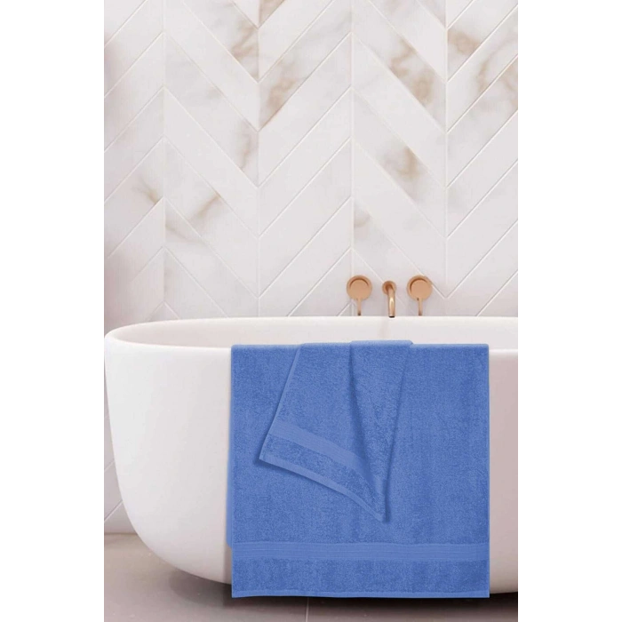 2 li Banyo Havlu Takımı %100 Pamuklu Dry Mavi