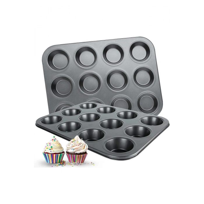 2Lİ SET Muffin Kalıbı 12li Fırın Mini Kek Browni Kekstra Kalıbı Cupcake  ülü