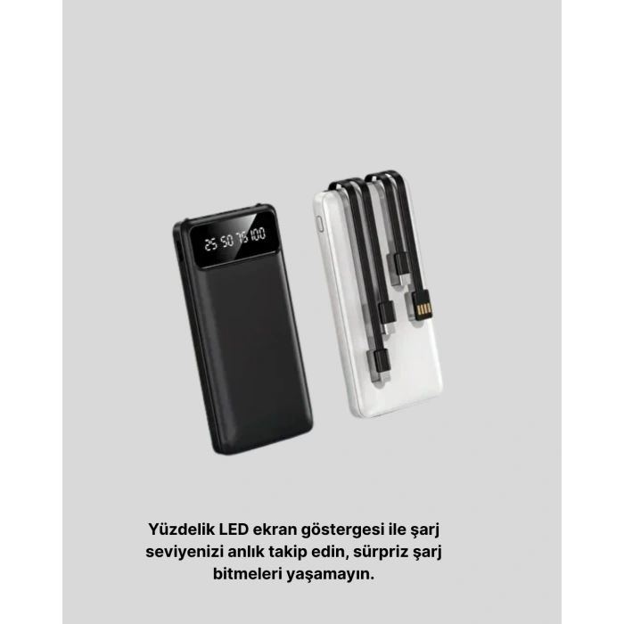20.000 mAh 4 Çıkışlı LED Göstergeli Hızlı Şarj Powerbank