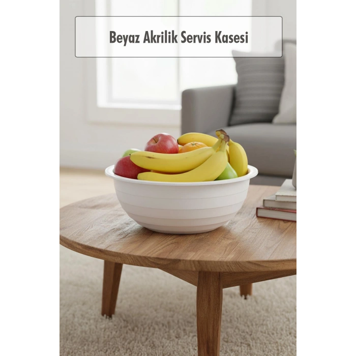 2,5 Lt Beyaz Akrilik Servis Kasesi & Karıştırma Kabı