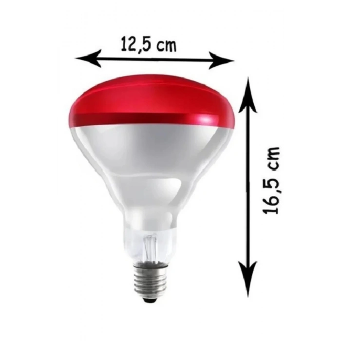 250W Kızılötesi (infrared) Isıtıcılı Hayvan Isıtma ve Kuluçka Lambası (Kırmızı Işık) E27 (Kalın Duy)