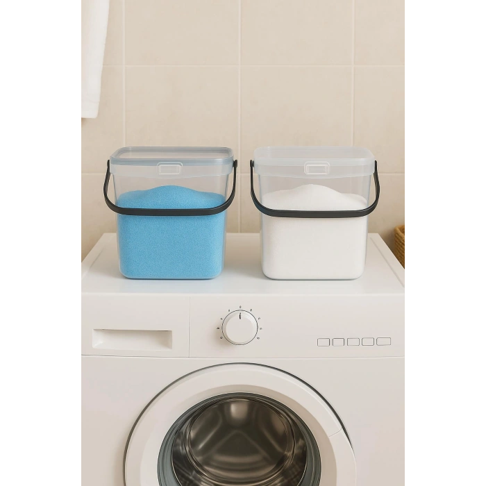 2’li Multibox Deterjanlık Kutusu & Banyo Düzenleyici & Saklama Kutusu 6 Lt Şeffaf