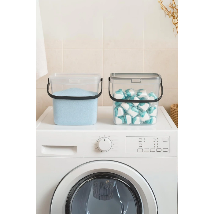 2’li Multibox Deterjanlık Kutusu & Banyo Düzenleyici & Saklama Kutusu 6 Lt Şeffaf