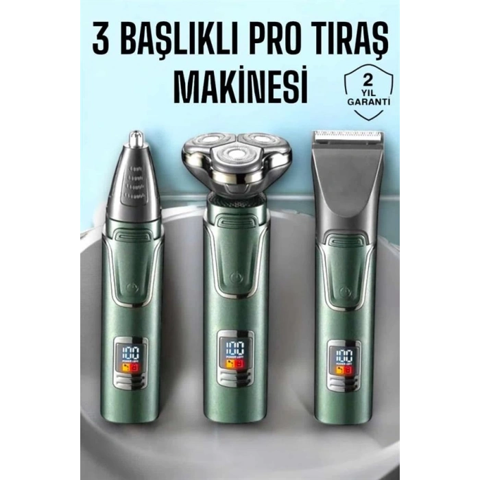 3 Başlıklı Profesyonel Saç ve Sakal Bakım Seti Vücut, Burun ve Kulak Tüy Alma