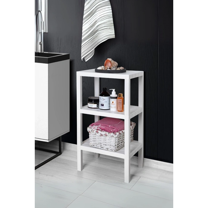 3 Katlı Beyaz Raf Kitaplık & Banyo Düzenleyicisi 73,5 cm