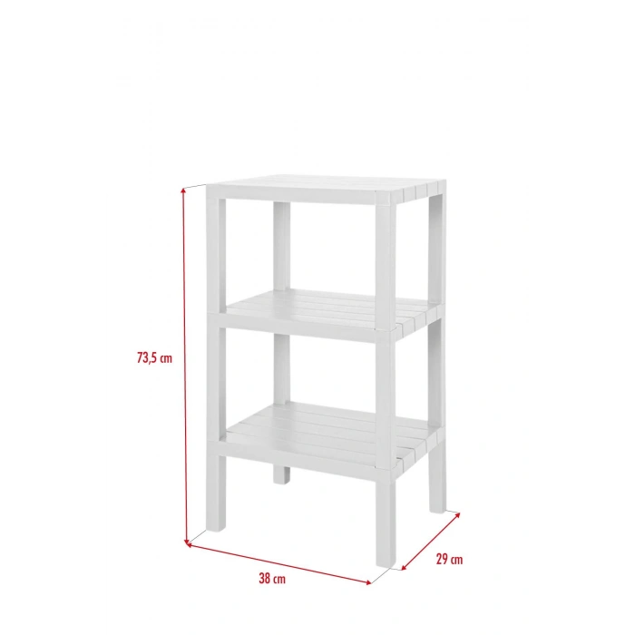 3 Katlı Beyaz Raf Kitaplık & Banyo Düzenleyicisi 73,5 cm