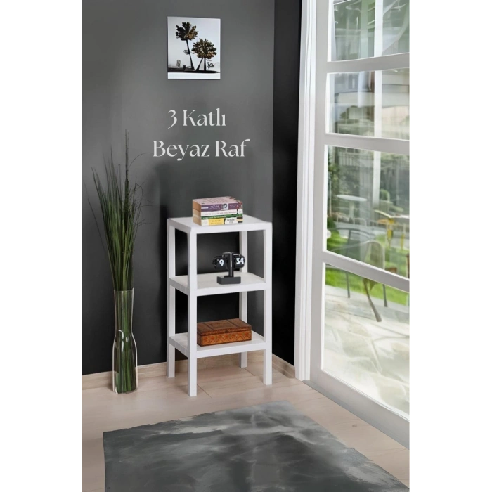 3 Katlı Beyaz Raf Kitaplık & Banyo Düzenleyicisi 73,5 cm-BRNS0048