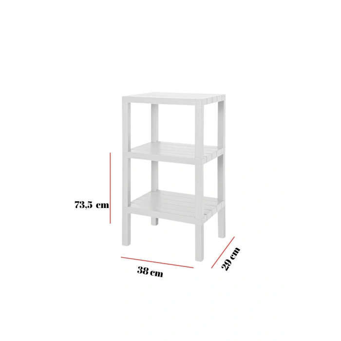 3 Katlı Beyaz Raf Kitaplık & Banyo Düzenleyicisi 73,5 cm-BRNS0048