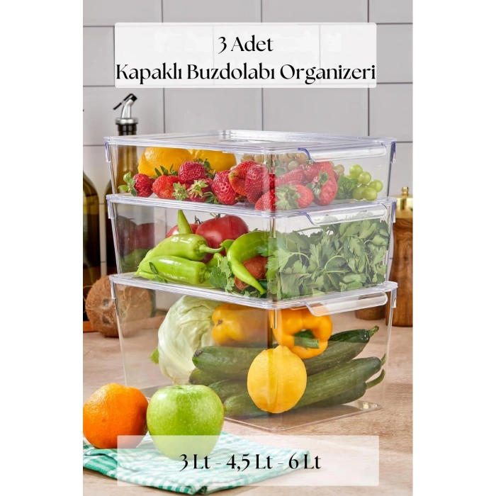 3 Lü Buzdolabı Organizeri MIX Set (3 lt + 4,5 lt + 6 lt)