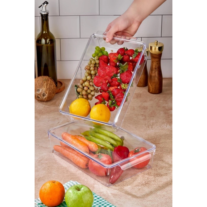 3 Lü Kapaklı Buzdolabı Organizeri & Buzdolabı Düzenleyici 3 lt