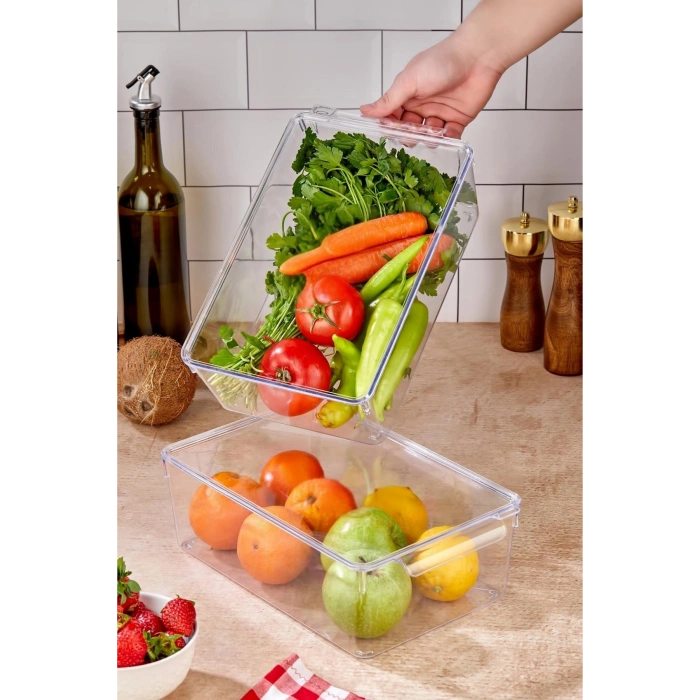 3 Lü Kapaklı Buzdolabı Organizeri & Buzdolabı Düzenleyici 4,5 lt