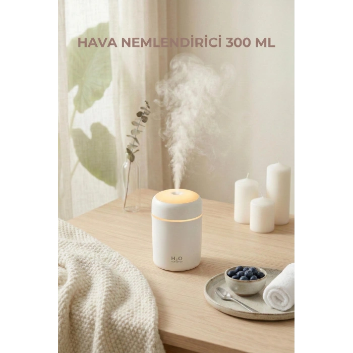 300 ml LED Işıklı Hava Nemlendirici & Pratik Oda Kokusu Difüzörü (7 cm x 11 cm)