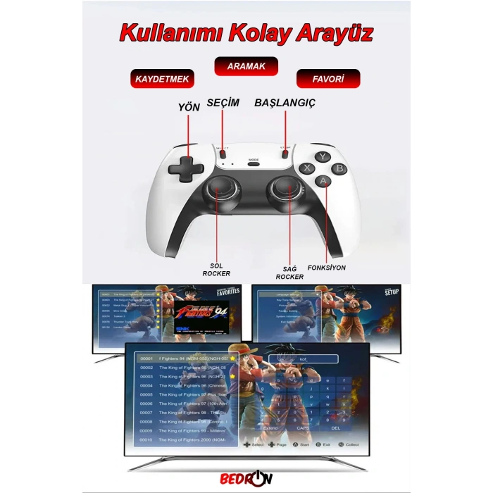 30.000 Oyun Yüklü, PS5 Kollu, 2.4G Kablosuz Çift Kumandalı Retro Oyun Konsolu Stick