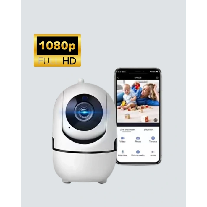 360° Dönen Akıllı WiFi Kamera – Uzaktan Kontrol ve İki Yönlü Ses Özellikli