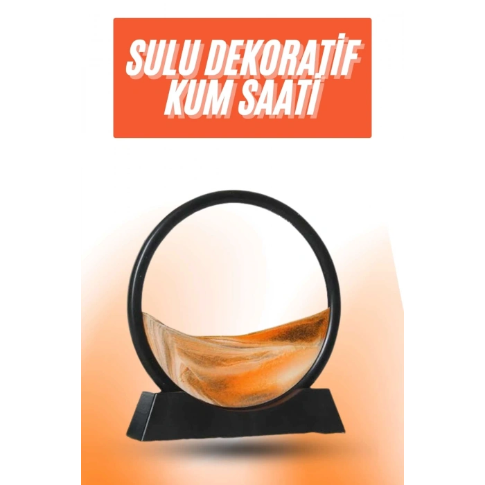 3D LED Işıklı Kum Saati Gece Lambası Hareketli Sulu Kum Saati Orta Boy