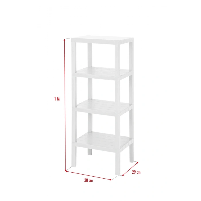 4 Katlı Beyaz Raf Kitaplık & Banyo Düzenleyicisi 100 cm