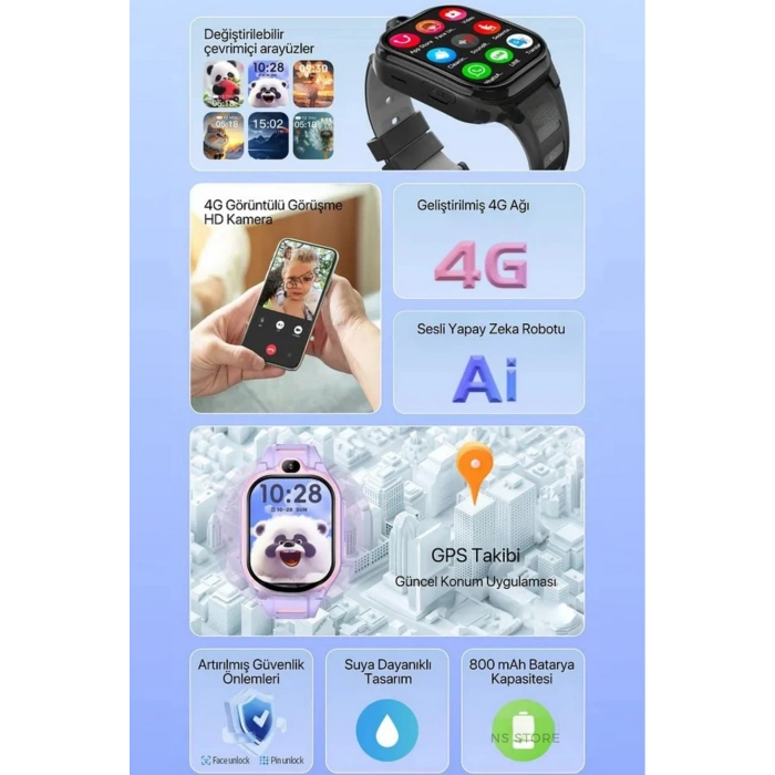 4G Bağlantılı Akıllı Çocuk Saati, GPS Konum Takibi ve Görüntülü Konuşma Özellikli