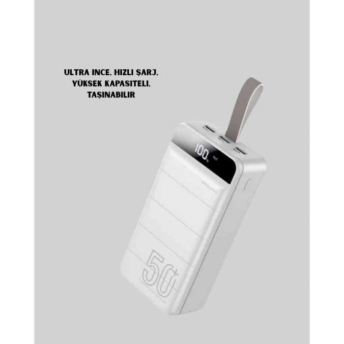 50000mAh Yüksek Kapasiteli Powerbank Hızlı Şarj ve LED Ekranlı