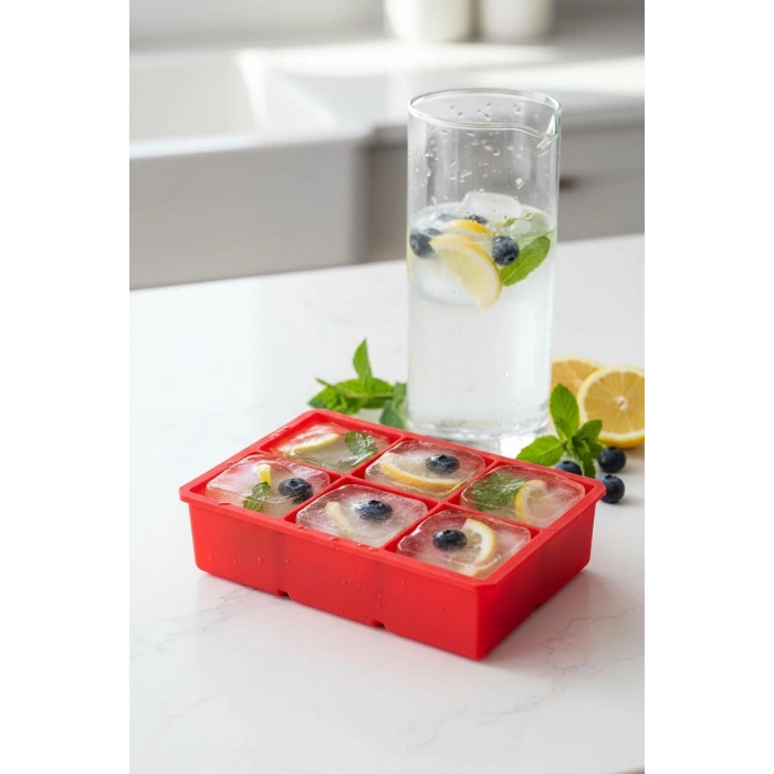 6 Hazneli Silikon Buz Kalıbı & Çok Amaçlı Buzluk Ve Dondurucu Organizeri 11x16 cm