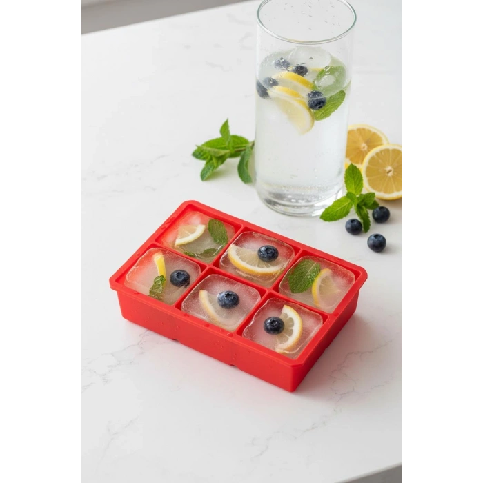 6 Hazneli Silikon Buz Kalıbı & Çok Amaçlı Buzluk Ve Dondurucu Organizeri 11x16 cm