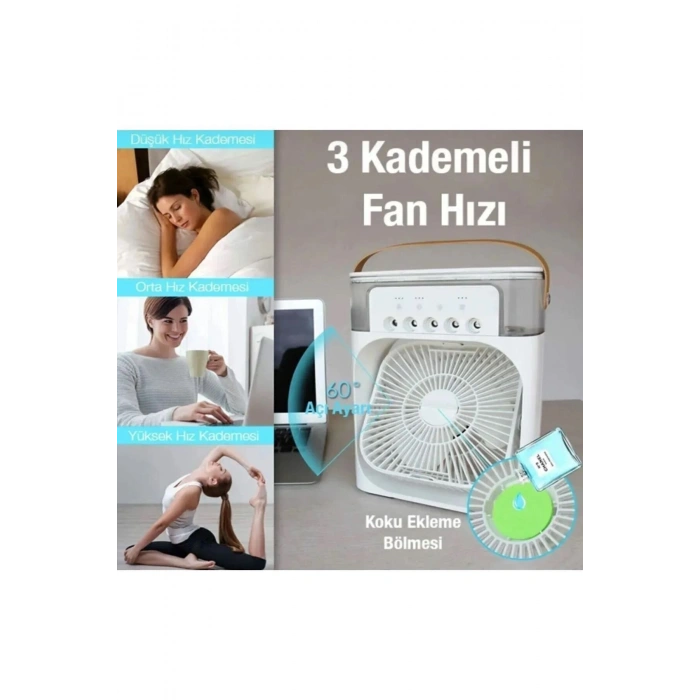 600 Ml Kapasiteli Ultrasonik Hava Nemlendirici ve Aromaterapi Difüzörü, RGB Aydınlatmalı Beyaz Model