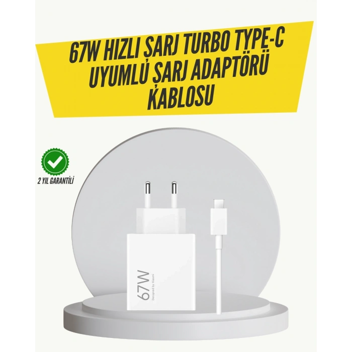 67W Turbo Hızlı Şarj Adaptörü ve Type-C Kablo Güvenli Şarj Teknolojisi