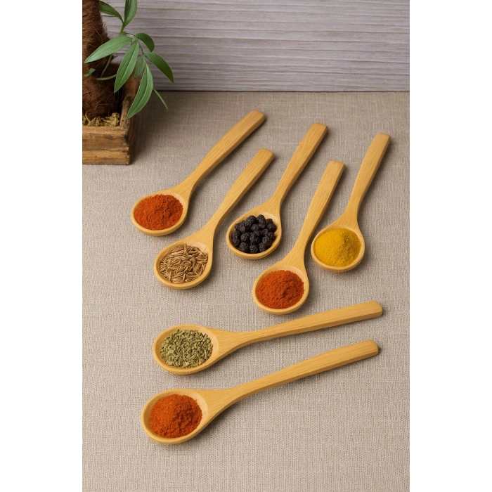 6’lı Ahşap Küçük Baharat Kaşığı 13 cm