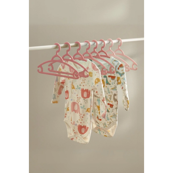 6’lı Bebek Askısı & Bebek Gardırop Askısı Pembe Set