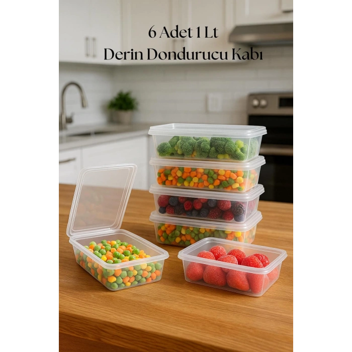 6’lı Derin Dondurucu Saklama Kabı & Organizeri 1 lt 12,5x19,5x5,5 cm