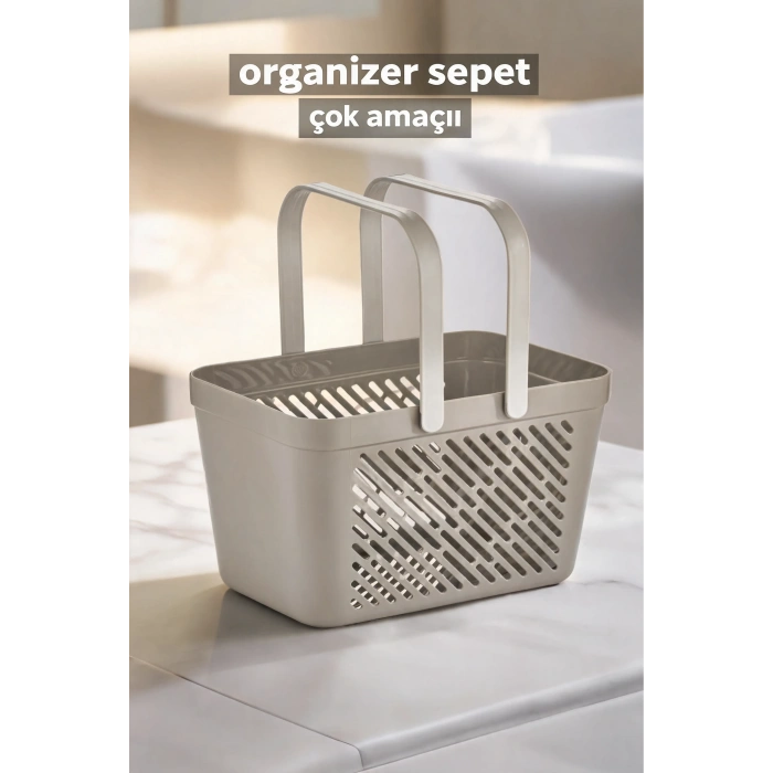 8li Gri Kulplu Sepet Mutfak Banyo Dolap Düzenleyici Organizer Seti