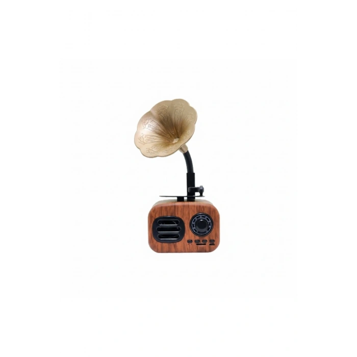 Ahşap Kaplamalı Nostaljik Mini Bluetooth Hoparlör, USB ve SD Kart Girişli, Şarj Edilebilir