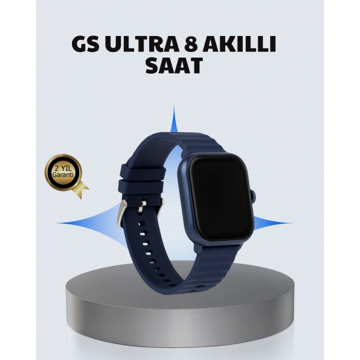Akıllı Saat 360 mAh Çoklu Spor Modlu Lacivert Siyah Kordon