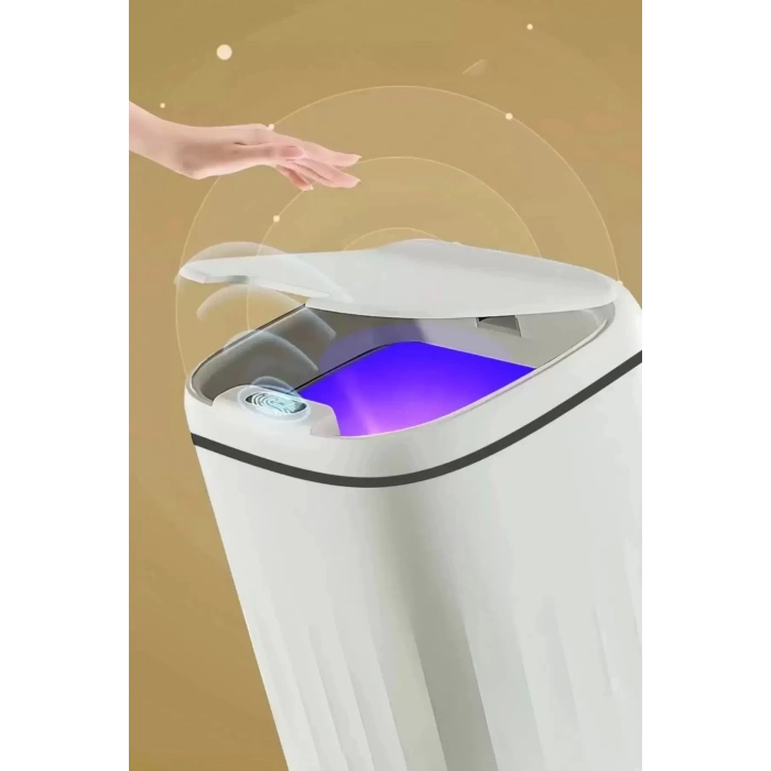 Akıllı Teknolojik Sensörlü Çöp Kovası Işık Antibakteriyel Koku Geçirmez Ofis Banyo Mutfak 20l Uv