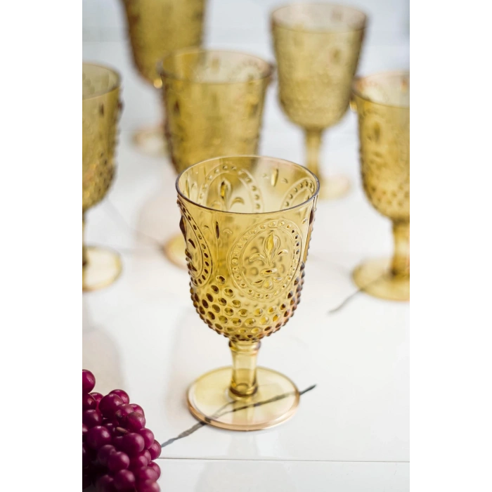 Akrilik Amber Tekli Kadeh & Su Meşrubat Kahve Yanı Bardağı 450 ml ( Cam Değildir )