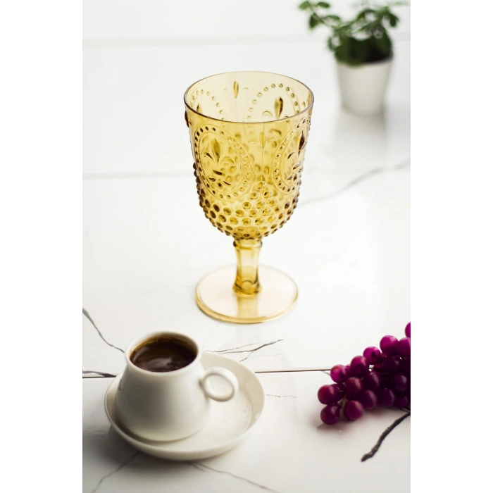 Akrilik Amber Tekli Kadeh & Su Meşrubat Kahve Yanı Bardağı 450 ml ( Cam Değildir )