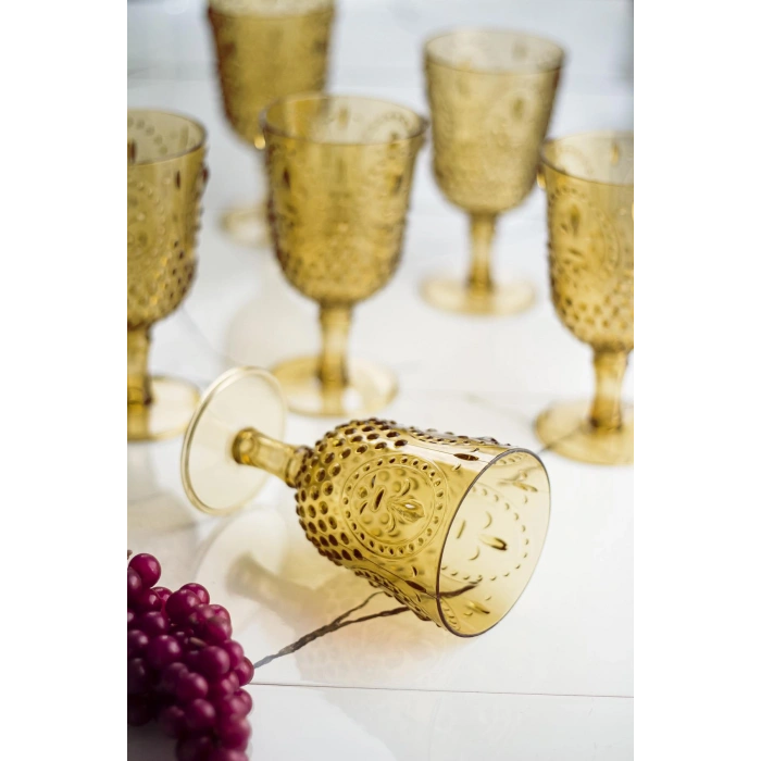 Akrilik Amber Tekli Kadeh & Su Meşrubat Kahve Yanı Bardağı 450 ml ( Cam Değildir )