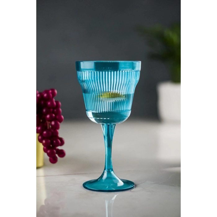 Akrilik Aquamarin 6lı Kadeh & Su Meşrubat Kahve Yanı Bardağı 300 ml ( Cam Değildir )