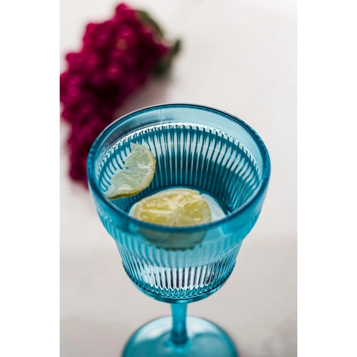 Akrilik Aquamarin 6lı Kadeh & Su Meşrubat Kahve Yanı Bardağı 300 ml ( Cam Değildir )